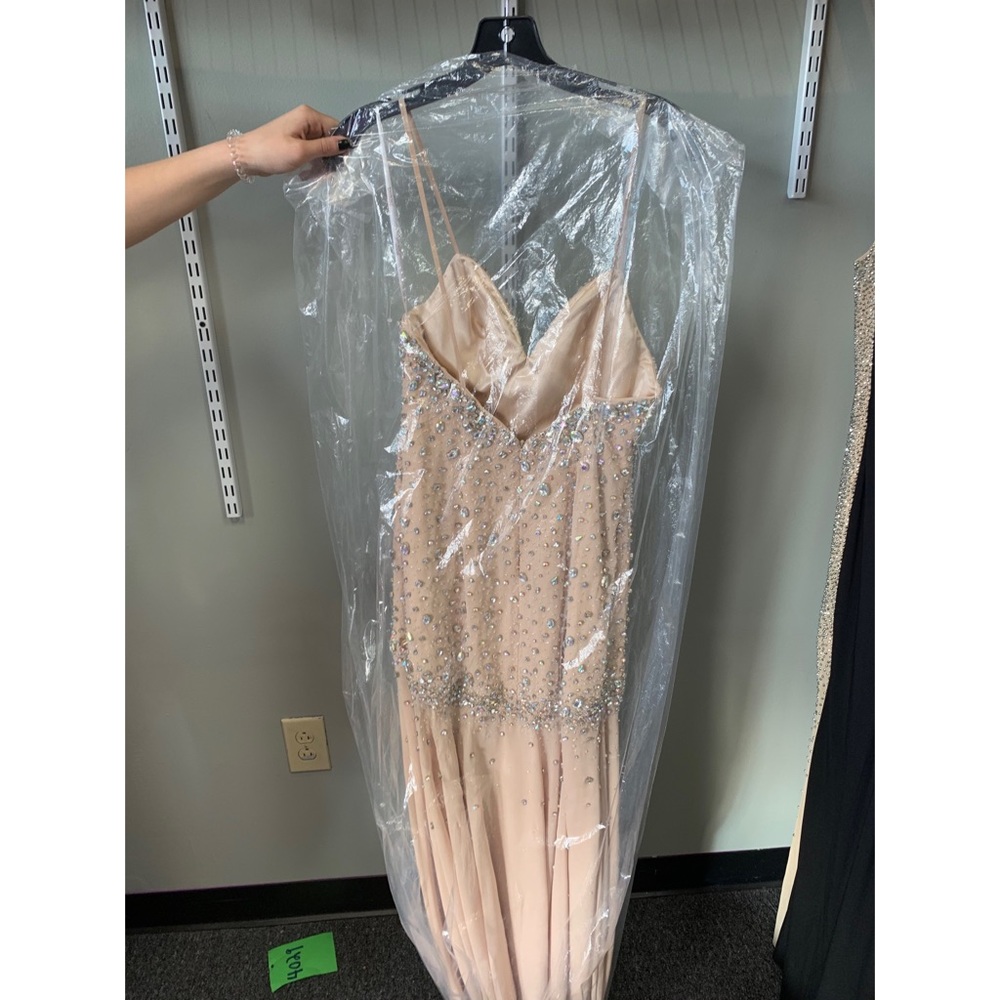 Nude Rhinestone Prom Dress - Picture 2 of 3